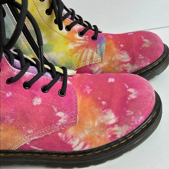 Dr. Martens 1460Y Multi Tie Dye Leather Combat Boots Youth M6 Women’s 7 EU 38 - Picture 3 of 16